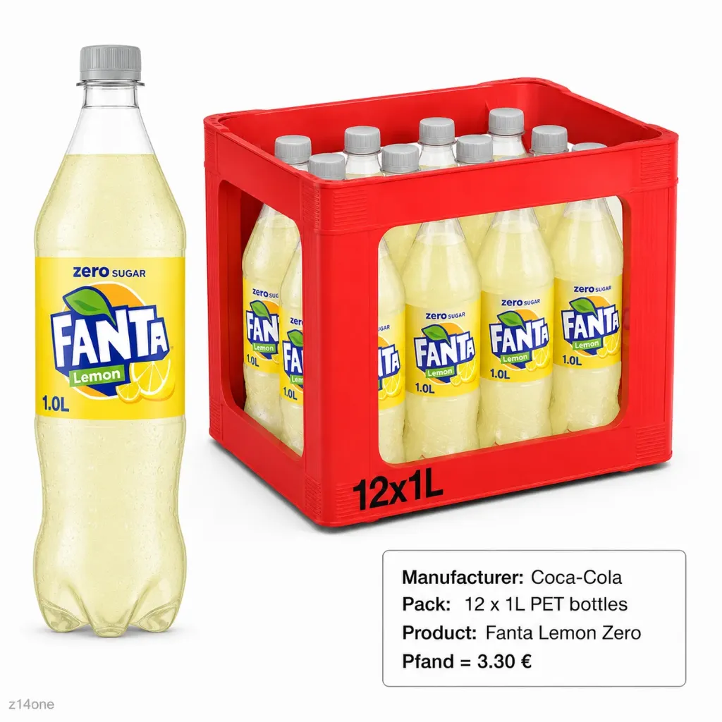 [03-0111] Fanta Lemon Zero  PET ( 12 x 1 L )
