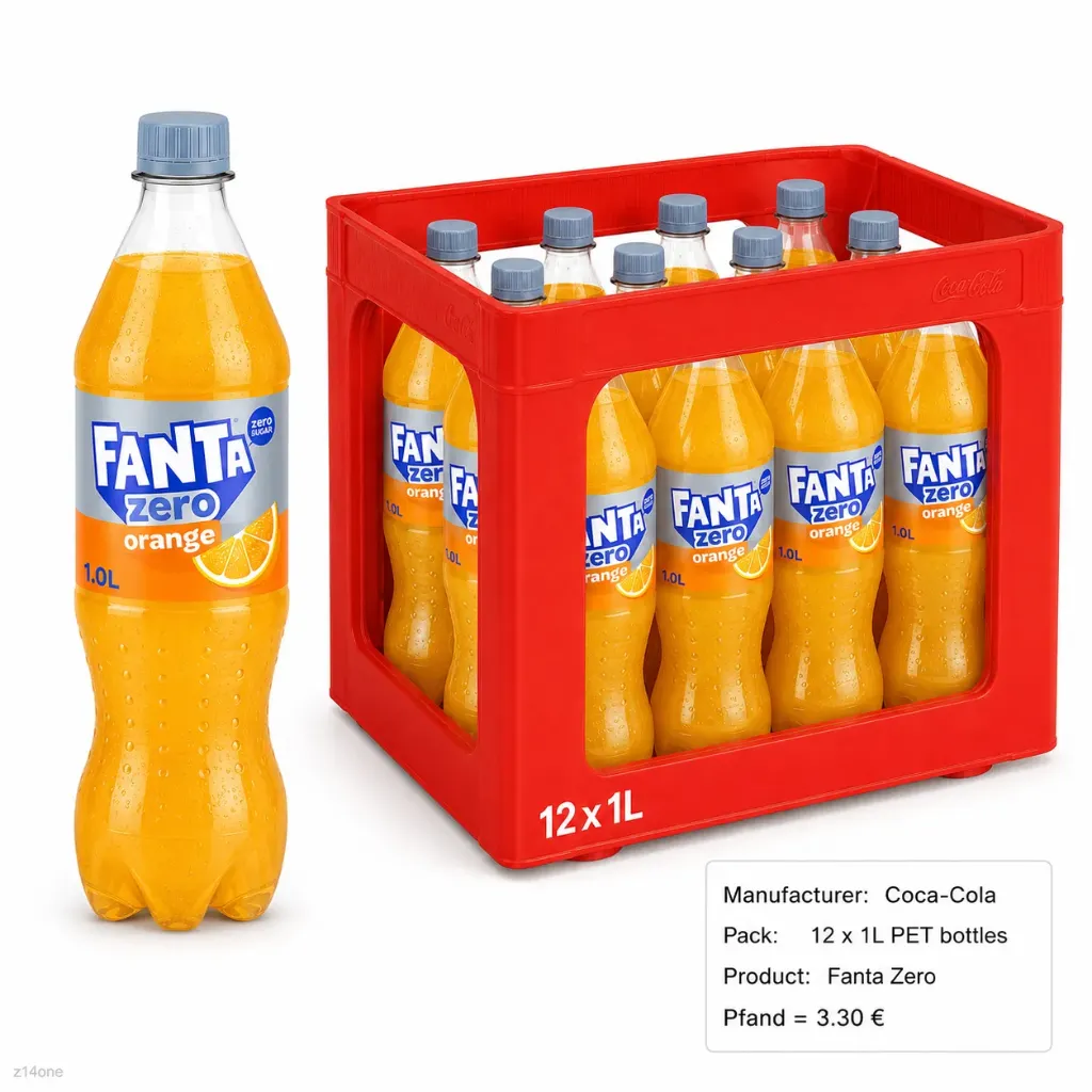 [03-0094] Fanta Orange Zero  PET ( 12 x 1 L )